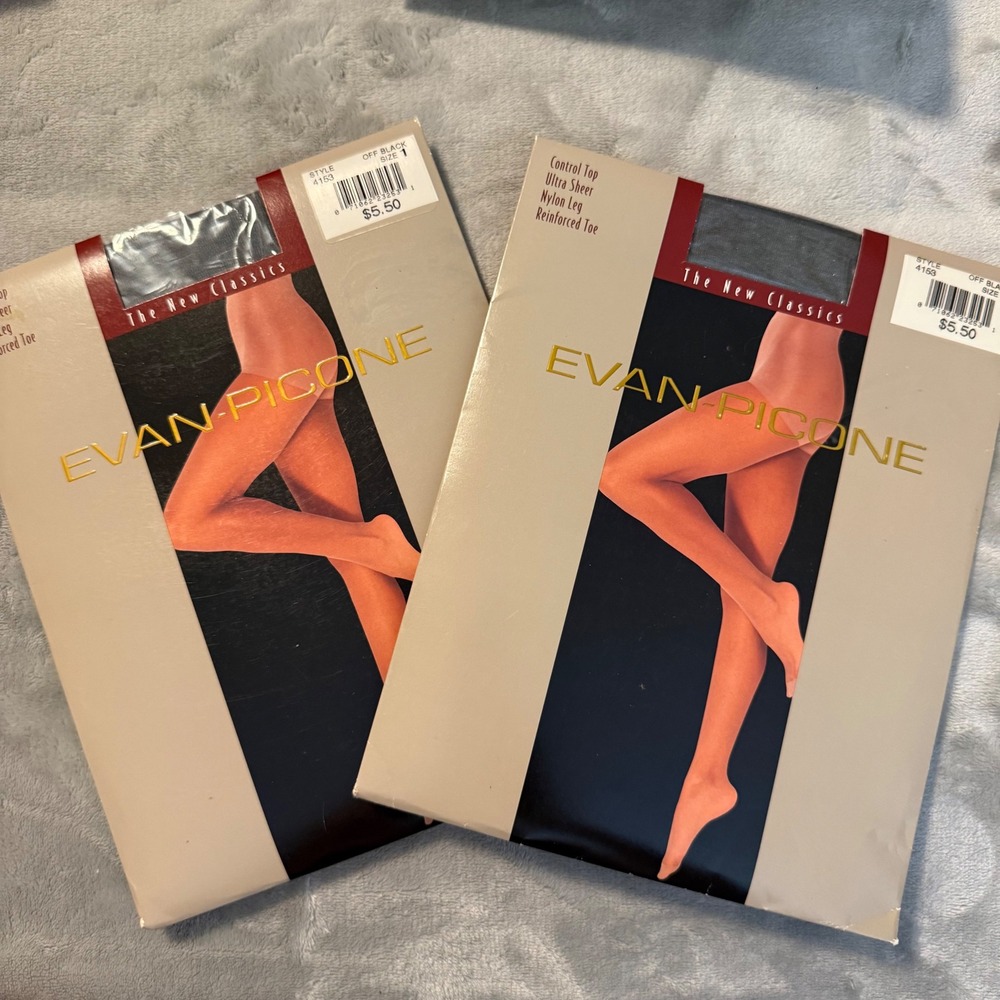 Evan Picone Off Black Size 1 Ultra Sheer Control Top Lot of 2 NWT